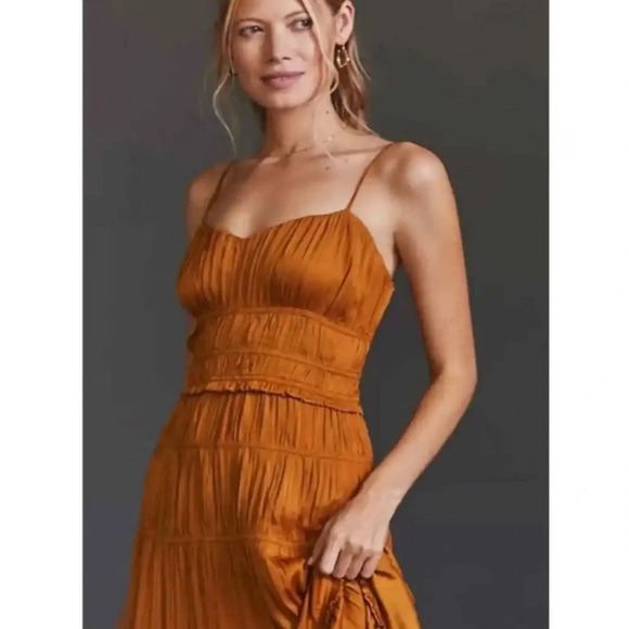 Anthropologie Orange Midi Dress - Picture 2 of 12